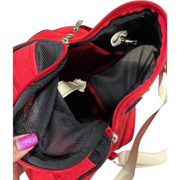 Lands' End Pet Carrier Dog Cat BACKPACK Tote Bowl Canvas Ivory Red VTG 15 X 11 - Picture 8 of 16